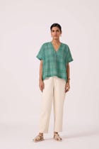 Rue Green Handwoven Top view 4