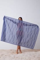 Window Pane Print Sarong - Blue and White view 1