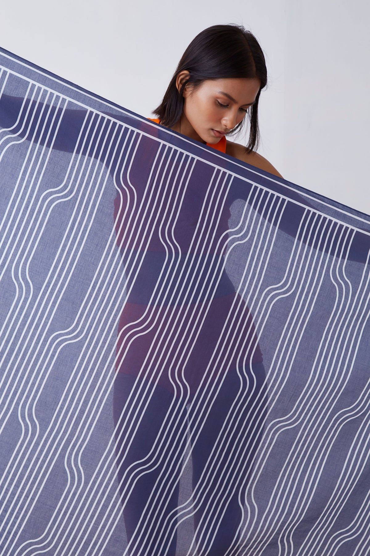 Window Pane Print Sarong - Blue and White - image 2