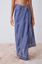 Window Pane Print Sarong - Blue and White view 5