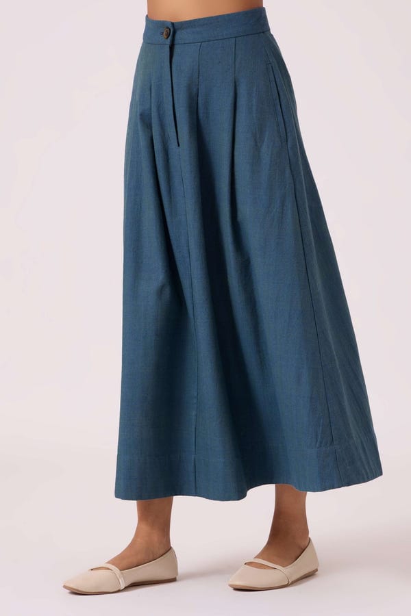 The Summer House — Eliot Blue Handwoven Skirt
