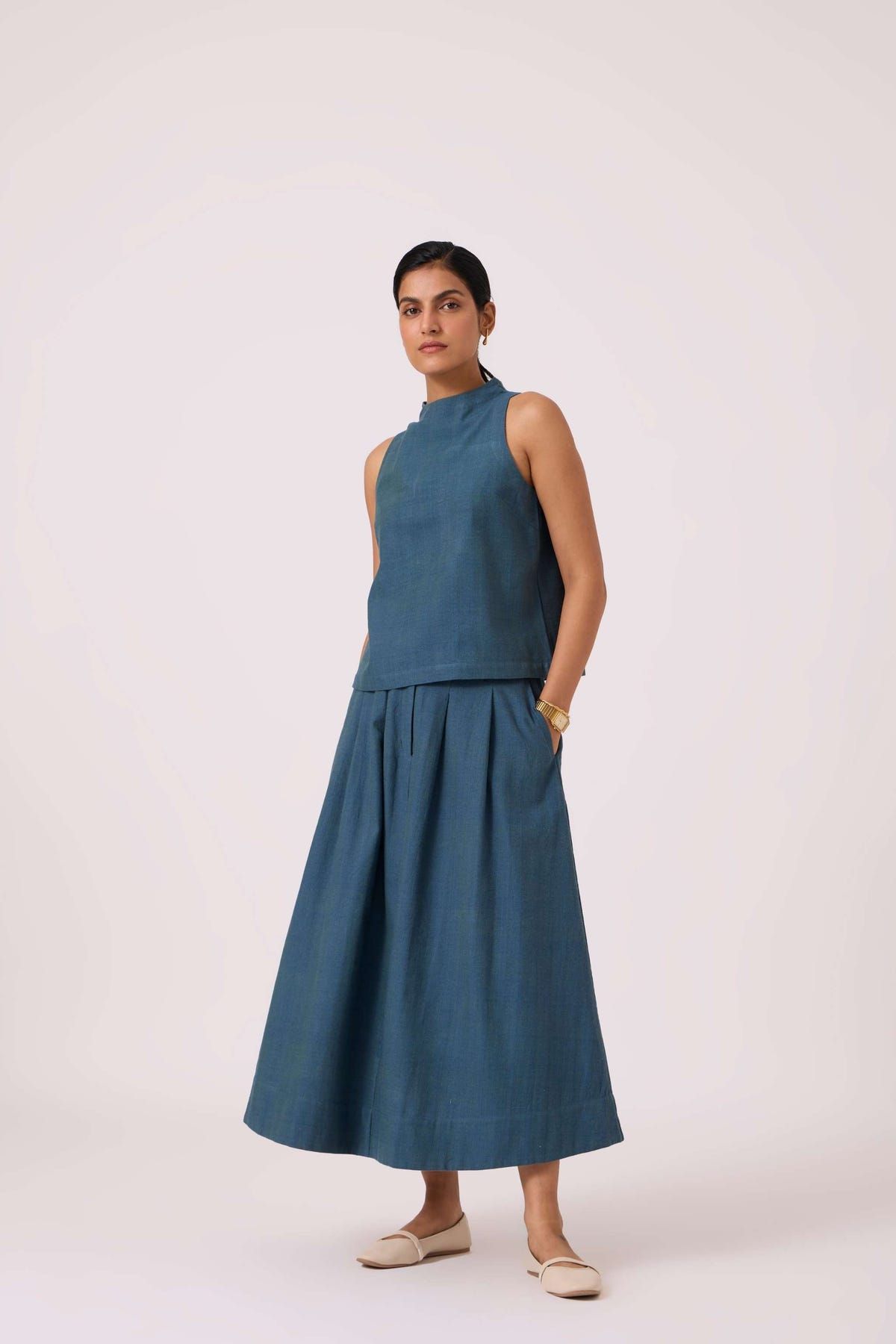 Eliot Blue Handwoven Skirt - image 5