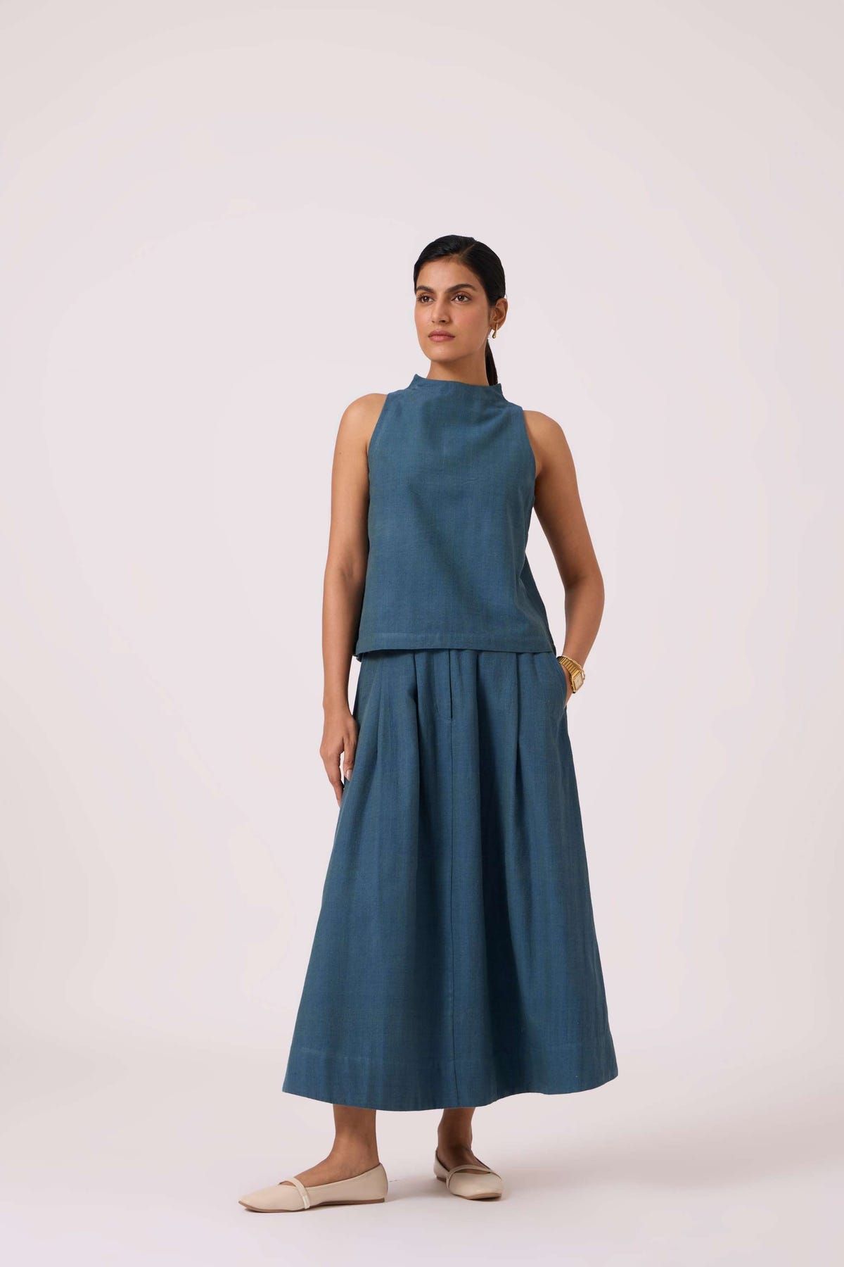 Eliot Blue Handwoven Skirt - image 6