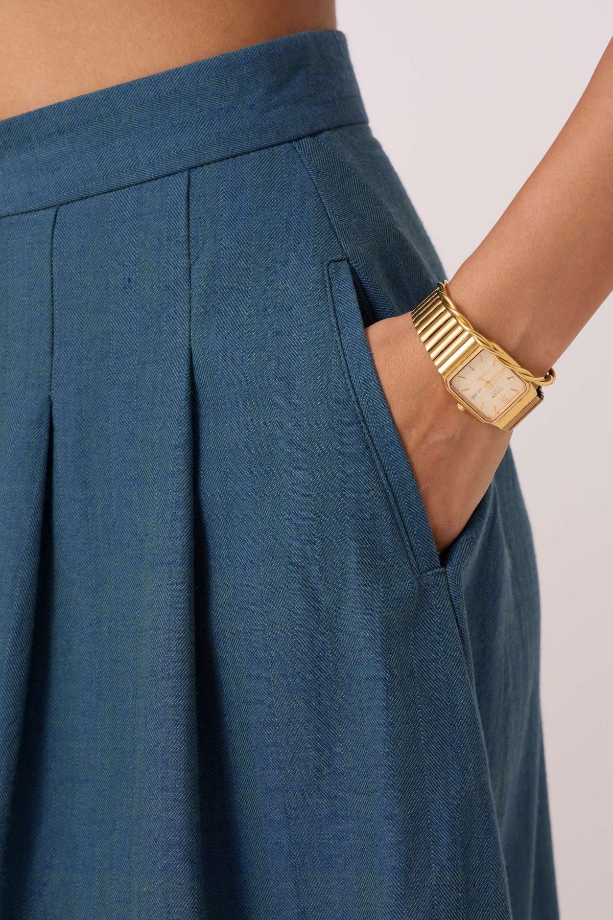 Eliot Blue Handwoven Skirt - image 7