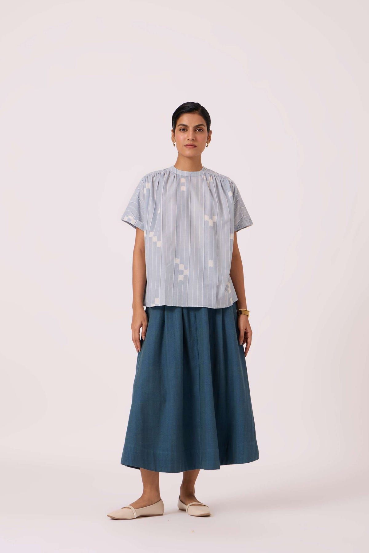 Eliot Blue Handwoven Skirt - image 9