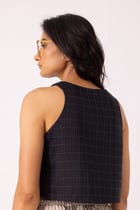 Tia Black Quilted Tie Top view 9