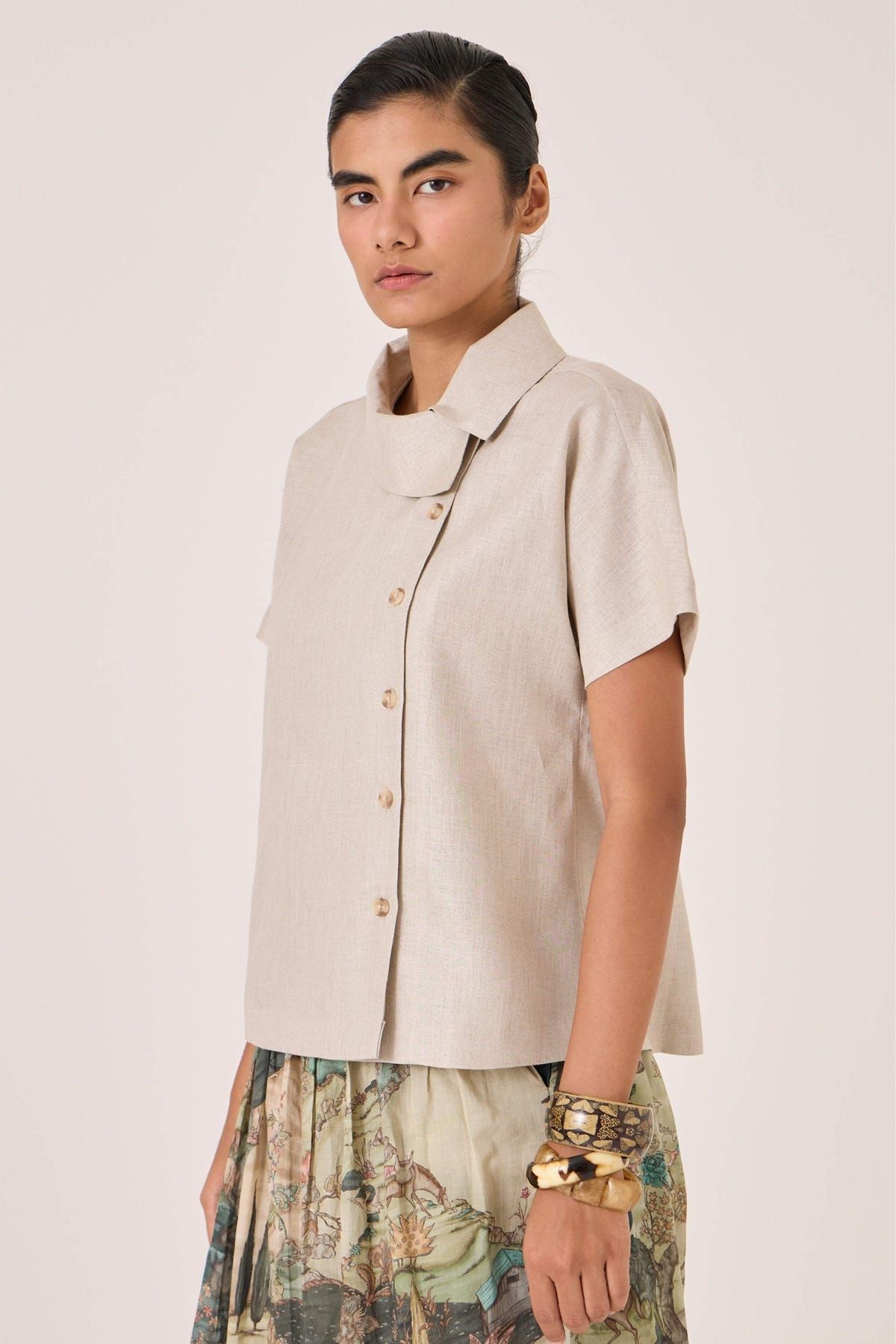 Aavish Beige Linen Top - image 3