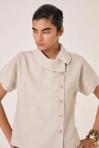 Aavish Beige Linen Top view 6