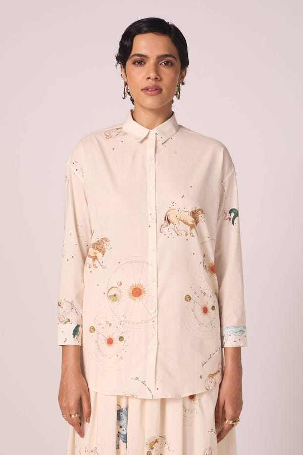 The Summer House — Joyce Zodiac Print Cotton Shirt
