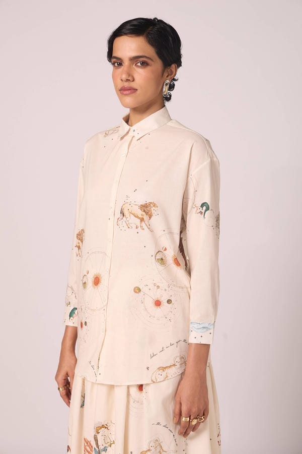 The Summer House — Joyce Zodiac Print Cotton Shirt