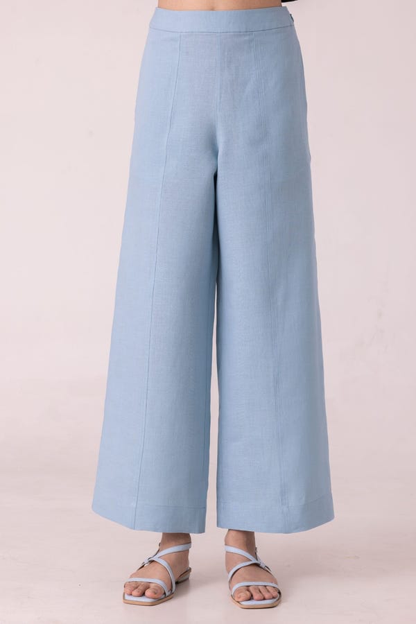 The Summer House — Moira Blue Linen Pants