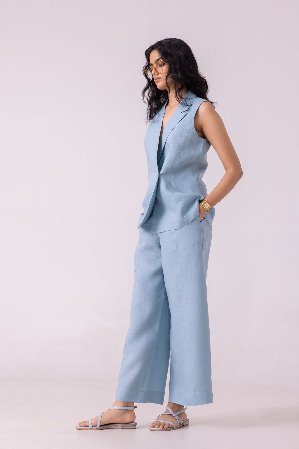 Moira Blue Linen Pants - image 3