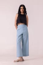 Moira Blue Linen Pants view 6