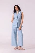 Moira Blue Linen Pants view 7