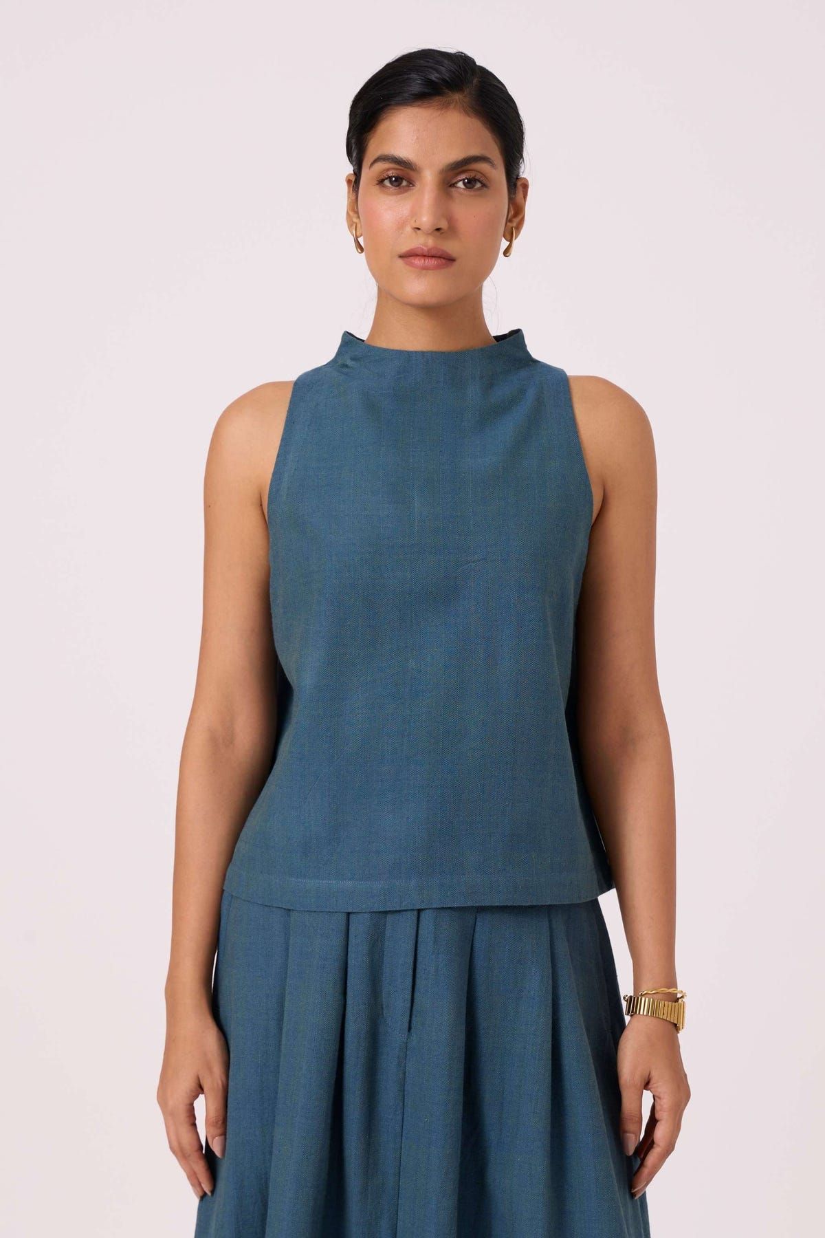 Ernest Blue Handwoven Cropped Top - image 1