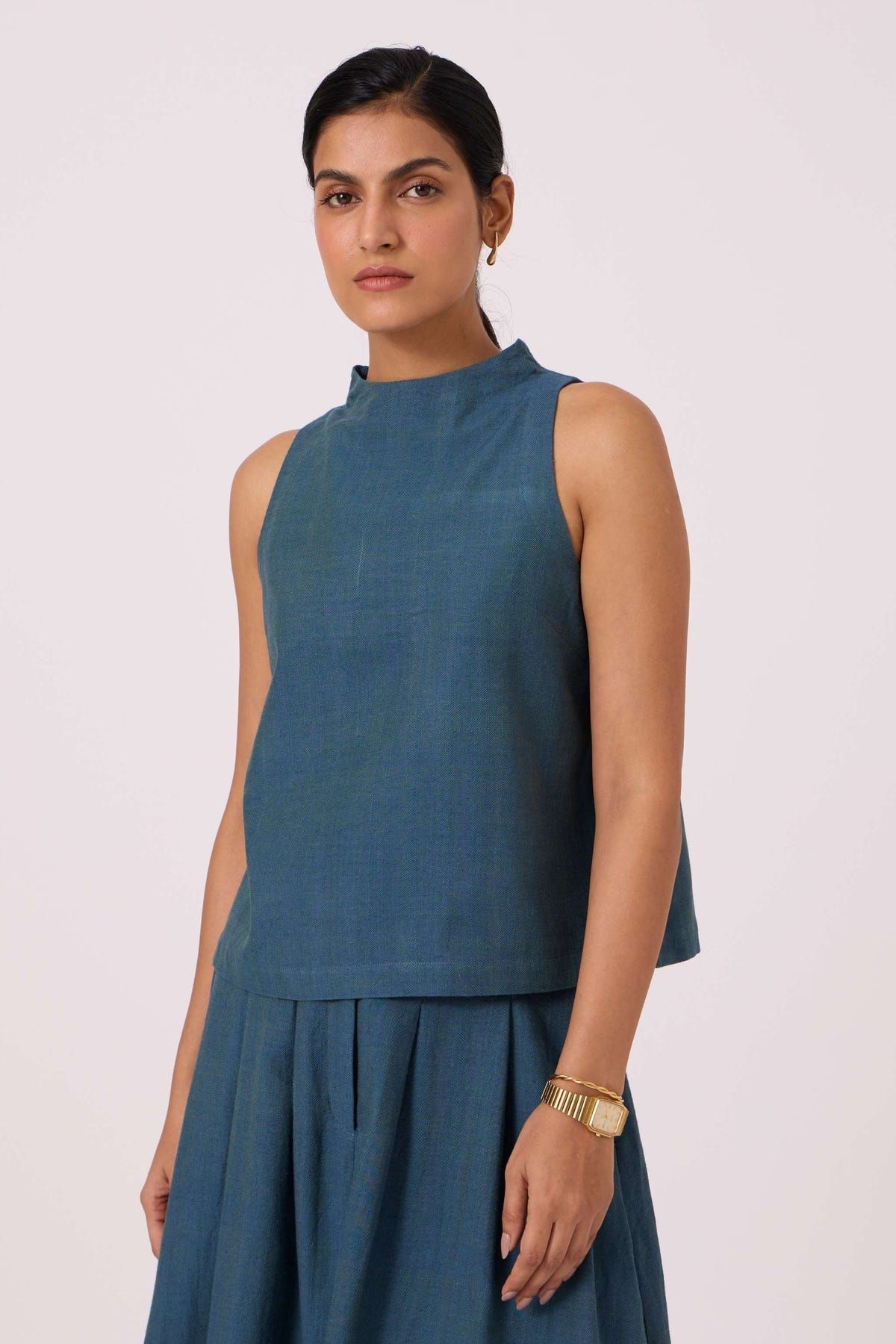 Ernest Blue Handwoven Cropped Top - image 2