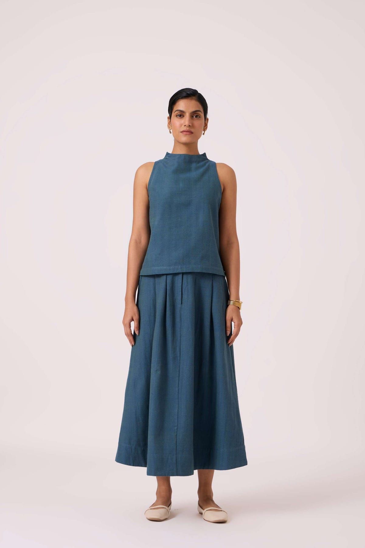 Ernest Blue Handwoven Cropped Top - image 3