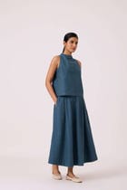 Ernest Blue Handwoven Cropped Top view 6
