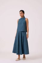 Ernest Blue Handwoven Cropped Top view 7
