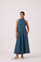 Ernest Blue Handwoven Cropped Top view 8