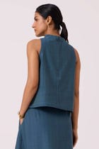 Ernest Blue Handwoven Cropped Top view 10