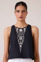 Evora Black Embroidered Top view 1
