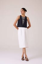 Evora Black Embroidered Top view 10