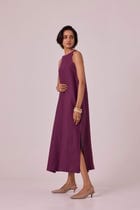 Pippa Purple Linen Midi Dress view 1