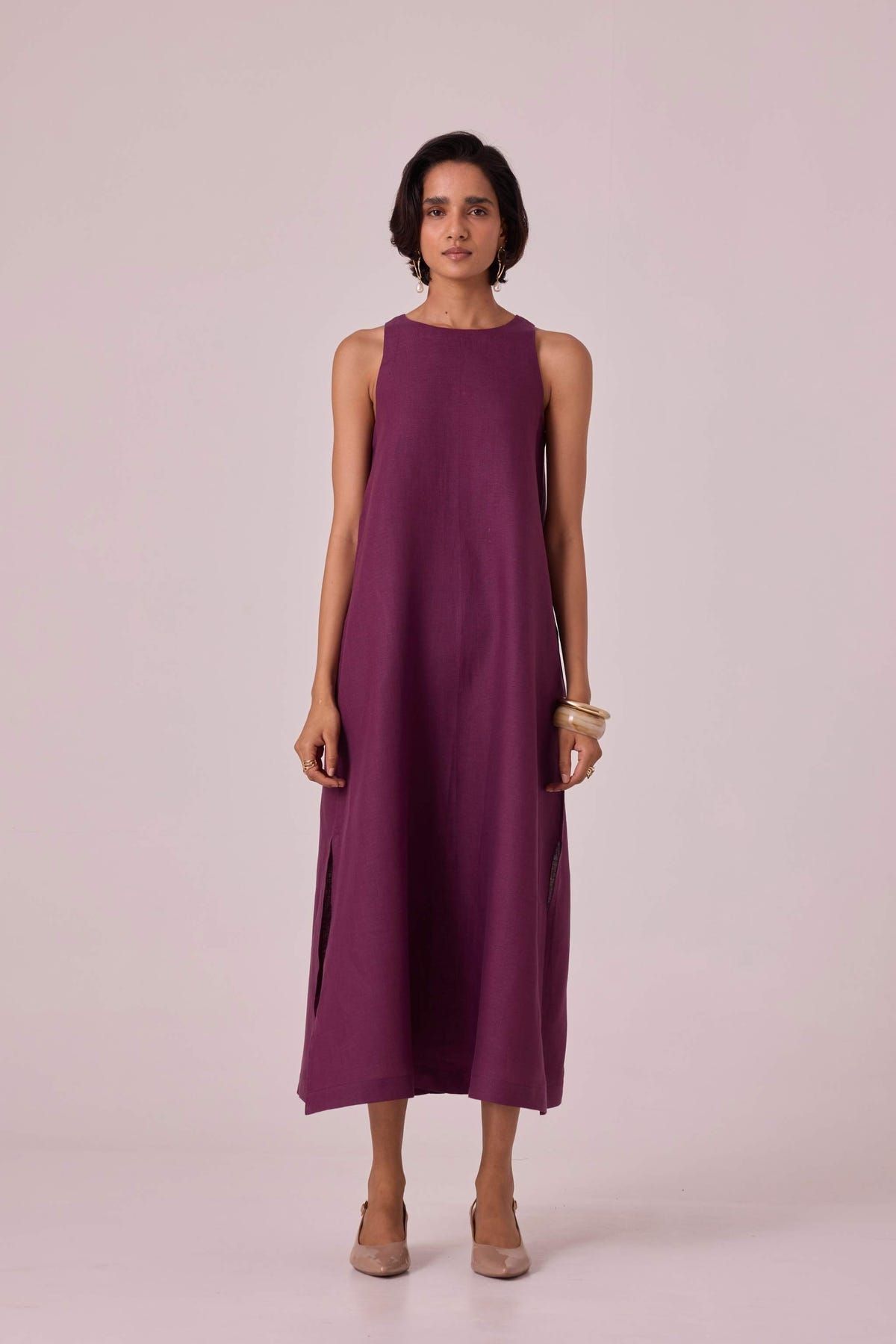 Pippa Purple Linen Midi Dress - image 2