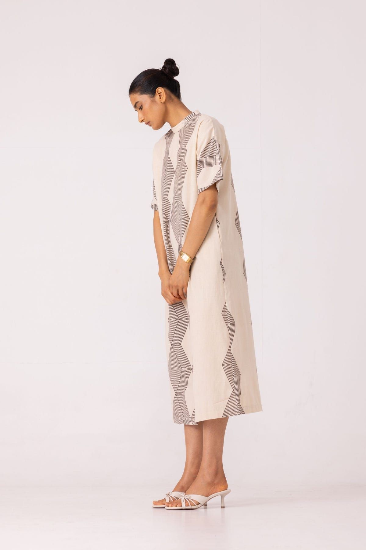 Ehan Hand Printed Midi Dress - image 1