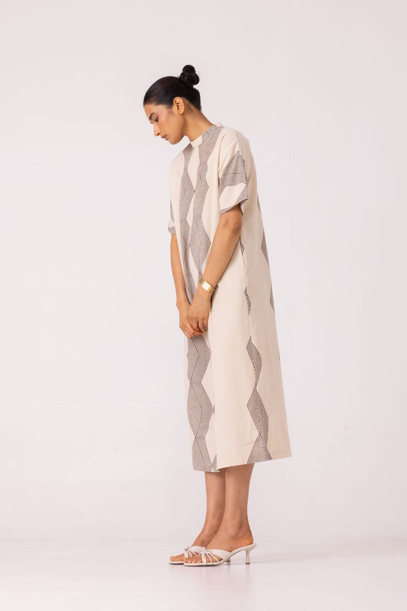 Ehan Hand Printed Midi Dress