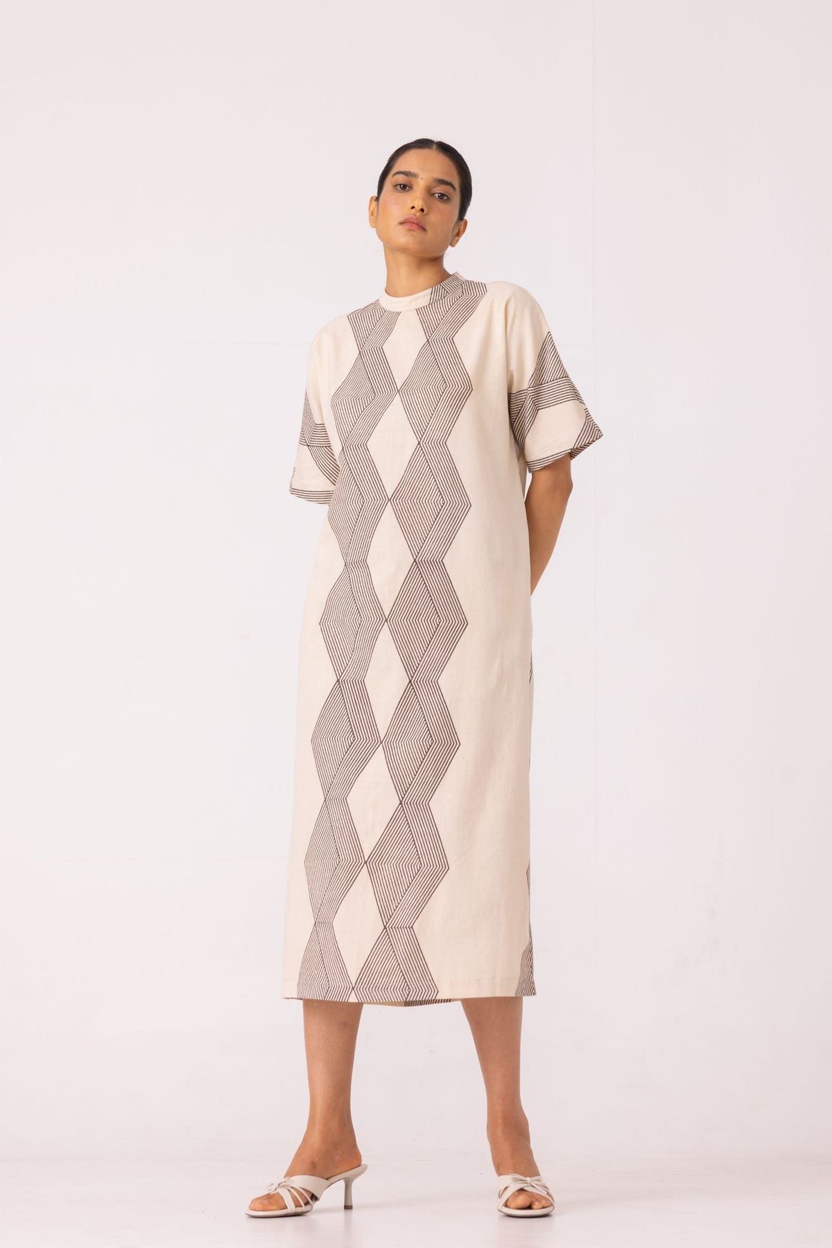Ehan Hand Printed Midi Dress - image 2