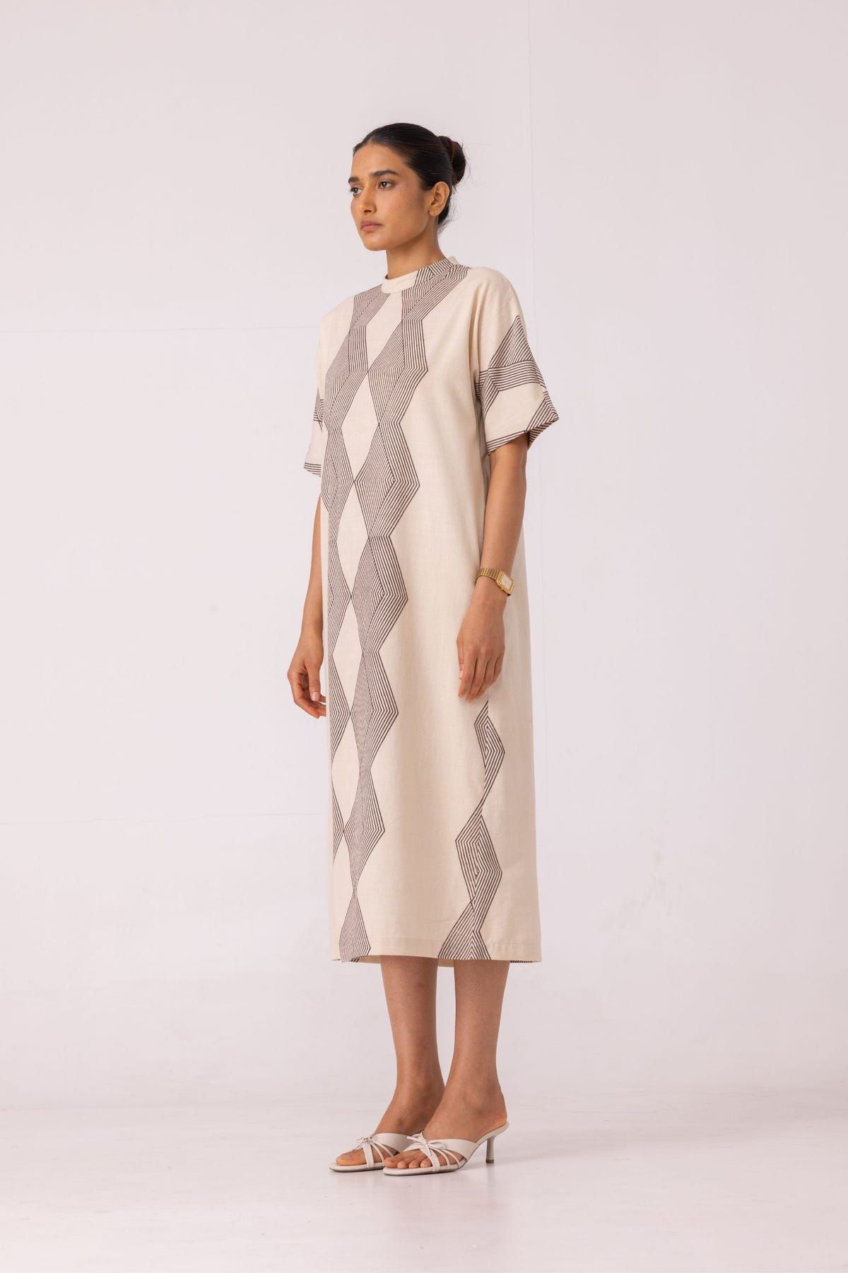 Ehan Hand Printed Midi Dress - image 4
