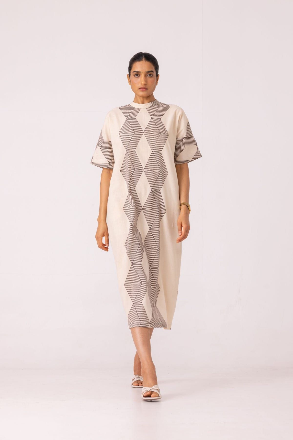 Ehan Hand Printed Midi Dress - image 8