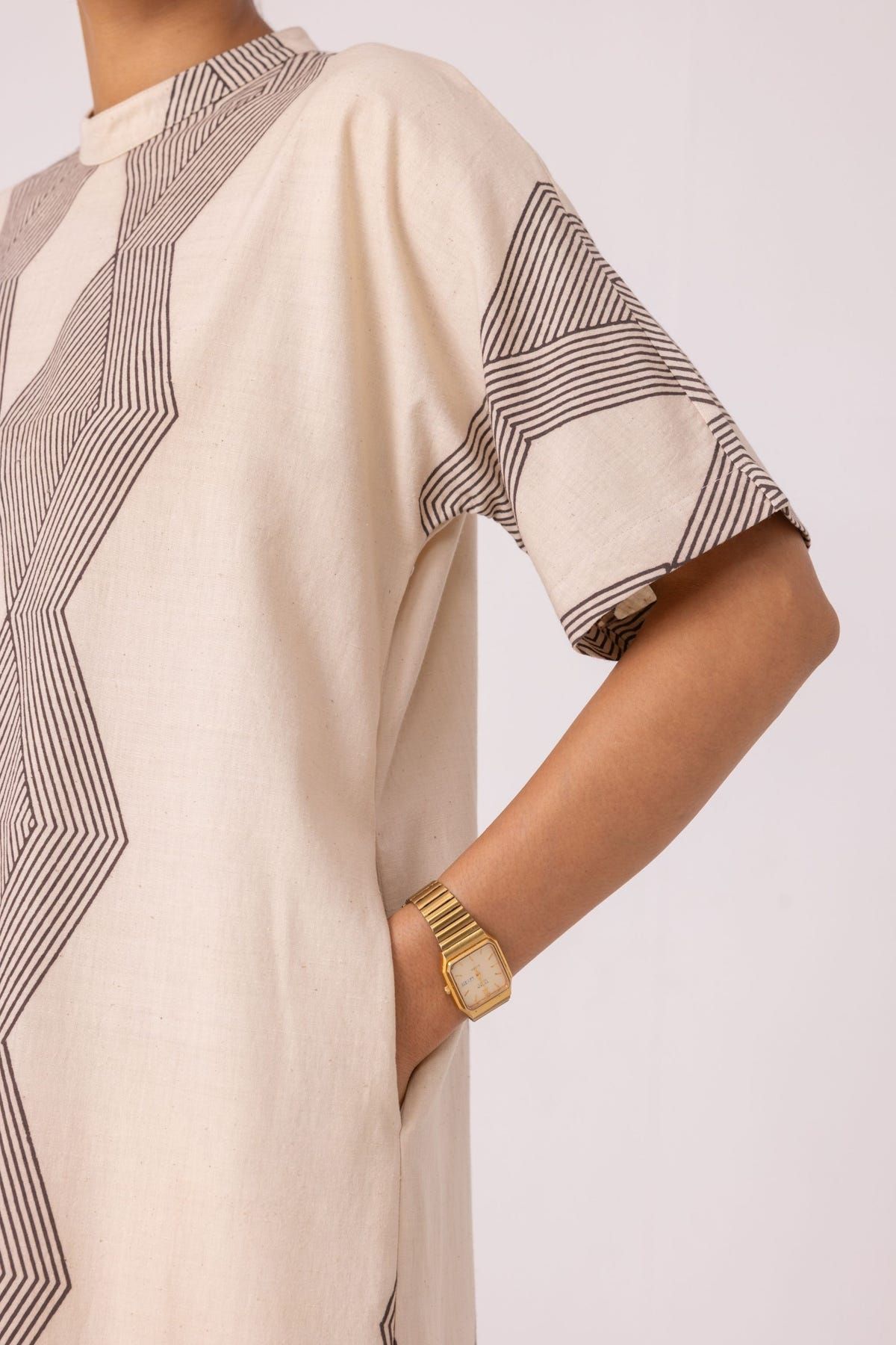 Ehan Hand Printed Midi Dress - image 9