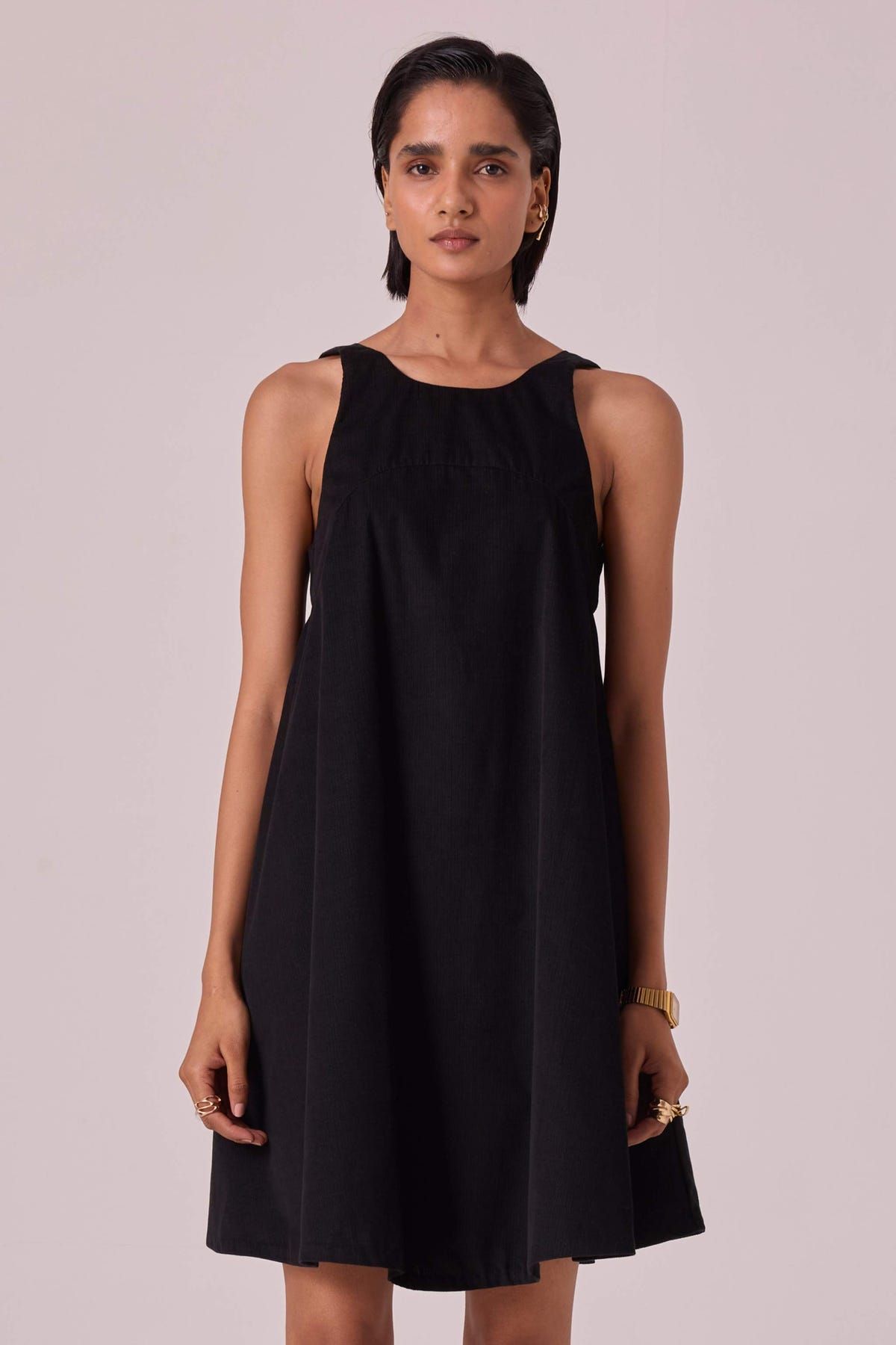 Reka Black Needlecord Dress - image 1