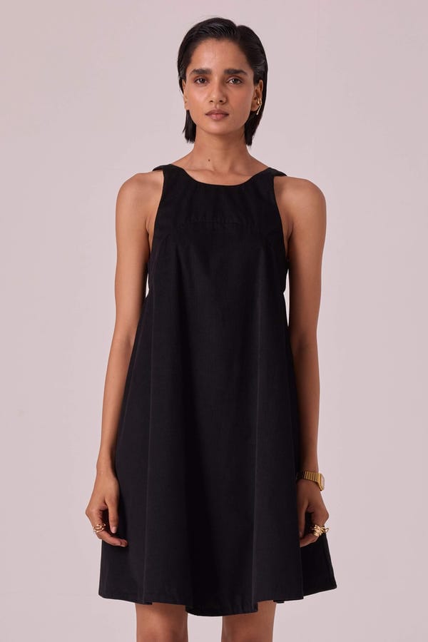 The Summer House — Reka Black Needlecord Dress