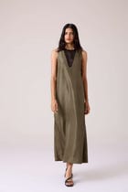 Velyra Olive Silk Dress view 11