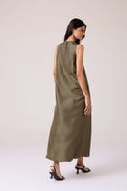 Velyra Olive Silk Dress view 14