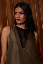 Velyra Olive Silk Dress view 15