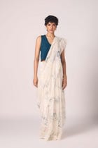 Altair Blue Silk Crop Top view 3