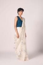 Altair Blue Silk Crop Top view 4