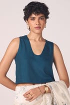 Altair Blue Silk Crop Top view 6