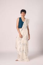 Altair Blue Silk Crop Top view 7