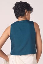 Altair Blue Silk Crop Top view 10