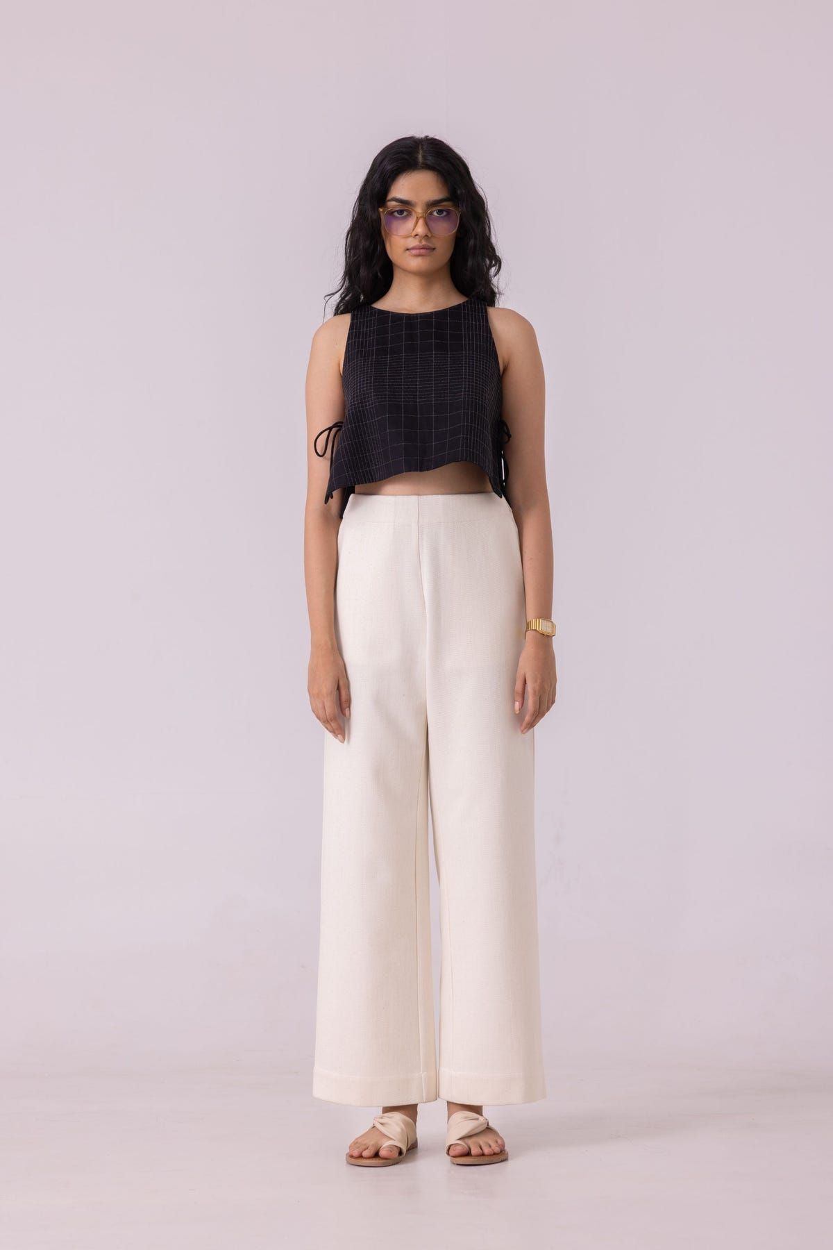 Smith Off White Handwoven Denim Pants - image 1