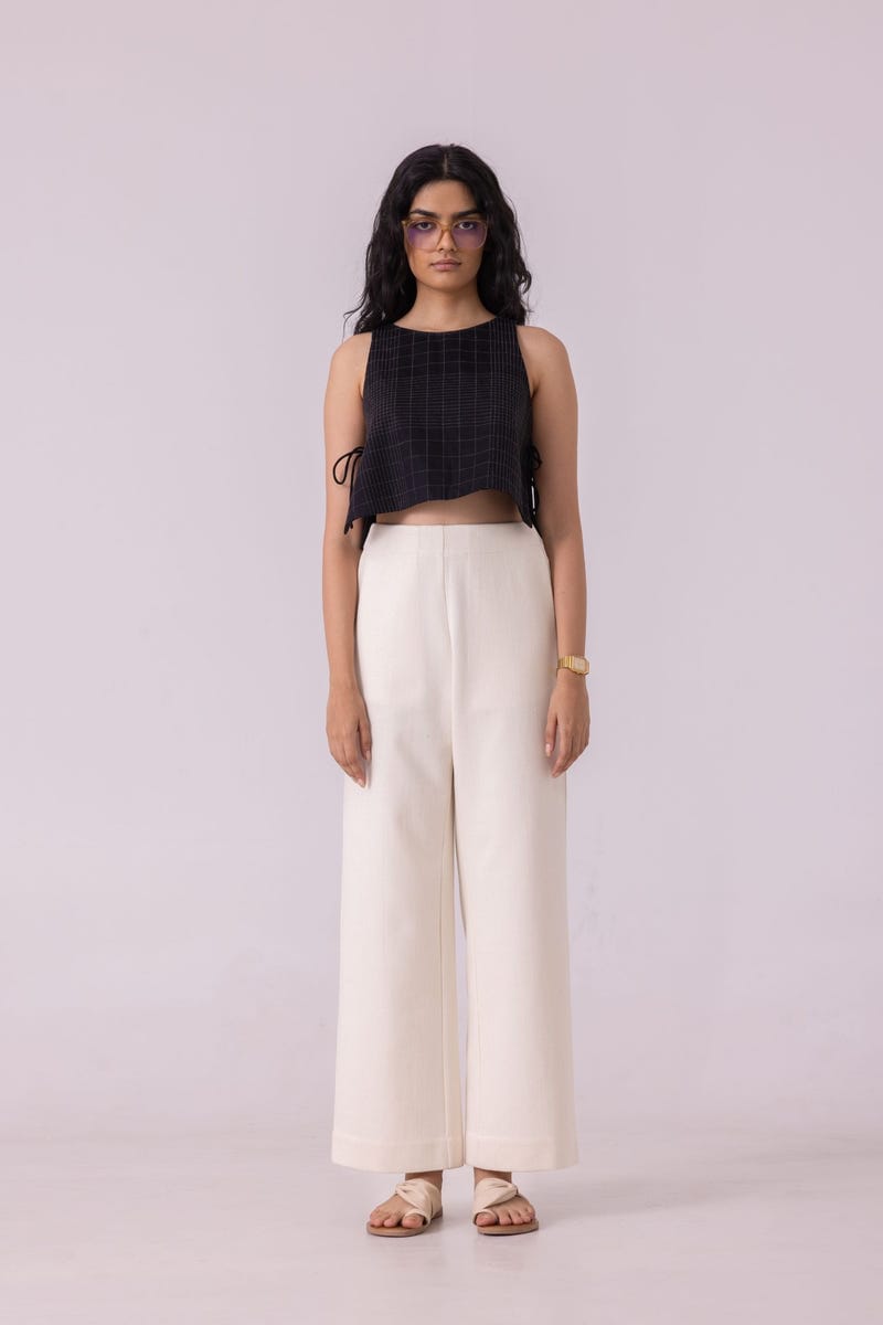 Smith Off White Handwoven Denim Pants