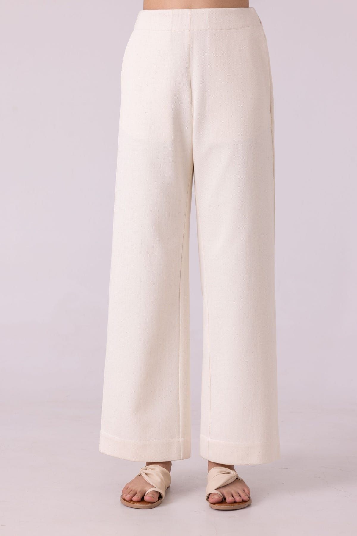 Smith Off White Handwoven Denim Pants - image 2