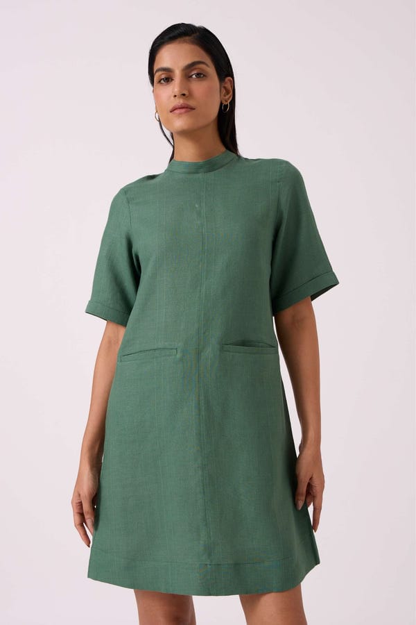The Summer House — Tula Green Linen Shift Dress