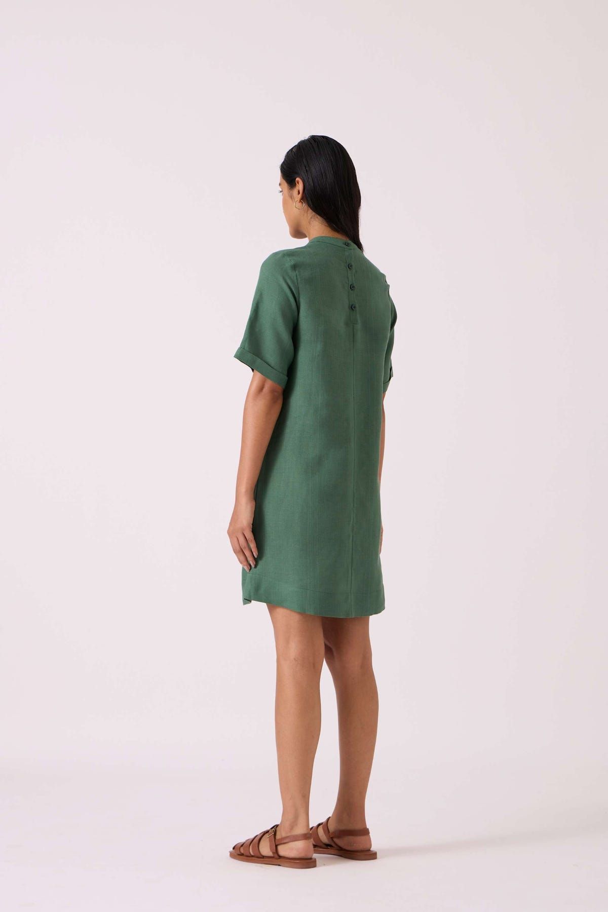 Tula Green Linen Shift Dress - image 12